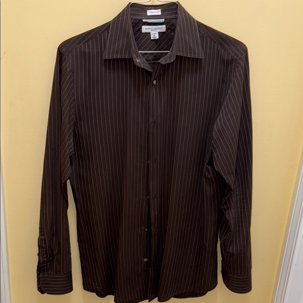 Calvin Klein Brown Pinstripe Dress Shirt